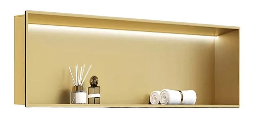 Nicho de ducha LED empotrado, acero inoxidable rectangular nichos individuales 28,4"X12,6", Foto 1 de 4