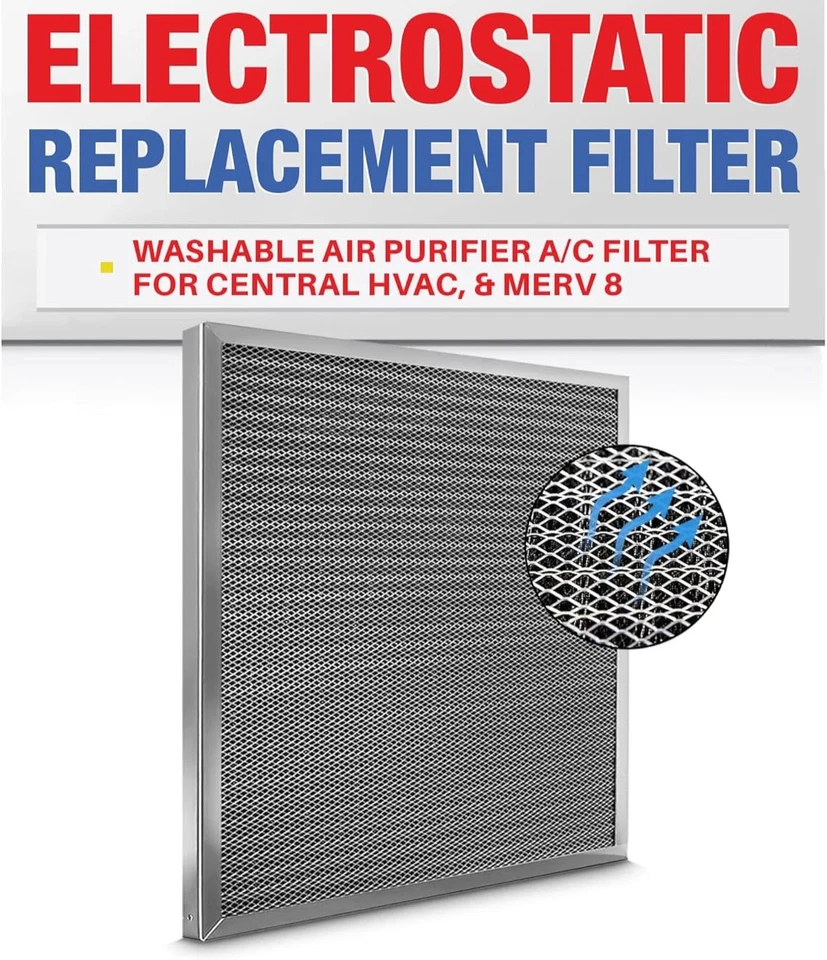 PERMANENT WASHABLE  ELECTROSTATIC FURNACE AC AIR FILTER Dust Electronic 14x14x1 - Image 1 of 1
