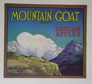 ADVERTISING Label Mountain Goat Chelan Washington Apples - Picture 1 of 1