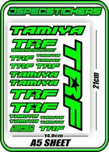 TRF TAMIYA RC STICKER REMOTE CONTROL STICKERS 418 RACING MODEL A5 R/C GREEN BLAC - Picture 1 of 8