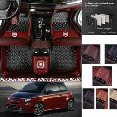 For Fiat 500 500L 500X Car Floor Mats Waterproof Carpets Custom Mats Liners Foto 1 de 4