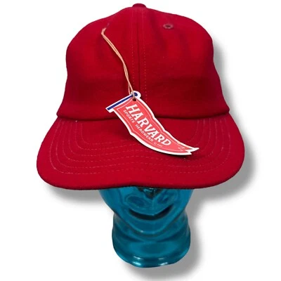 Sombrero ajustado vintage Harvard Sports Headwear 7 3/8 de cuero rojo banda para el sudor años 70 nuevo Foto 1 de 4