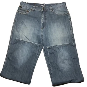 Pelle Pelle Jeans Men's 36x34 measures 36x33 Baggy Fit Blue Denim Distressed VTG - Picture 1 of 12