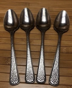 Lote de 4 cucharaditas de cubiertos United Silver acero inoxidable martillado mango con cuentas Japón - Imagen 1 de 5