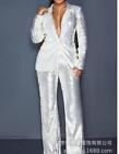 Women's Occident Slim Fit Sequin Suit Tops Pants Long Sleeve Fashion Suit 3Xl