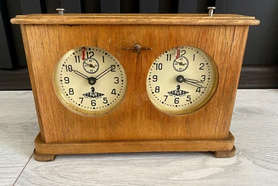 Antique Wooden Chess Clock Tournament USSR 1961 year Soviet Russian Vintage - Image 1 of 4