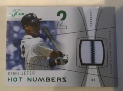 Tarjeta de parche 2004 Flair Green Hot Numbers Salón de la Fama Yankee Derek Jeter! ¡Raro! Foto 1 de 2