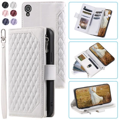 Rhombic Wallet Case,Luxury Leather Zipper Flip Card Case For Sony Xperia Z5 - Image 1 of 4