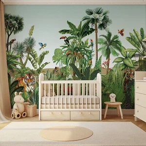 3D Jungle Tiger Bird Wall Mural Removable Self-adhesive Vinyl Sticker 375*250cm - Picture 1 of 7