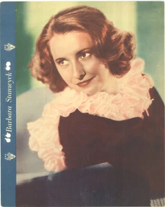 BARBARA STANWYCK - DIXIE ICE CREAM PREMIUM 1936 Dark Blue Border ALTERNATE POSE - Picture 1 of 2
