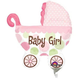 By Broward Balloons Baby Buggy Girl Mini Shape 14 Inch Foil Balloons (Qty2) - Picture 1 of 1