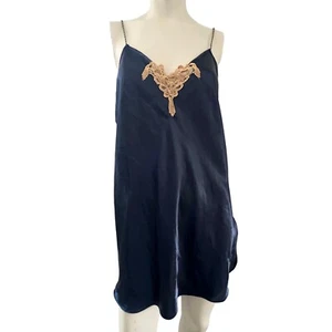 California Dynasty Slip Dress Large Lingerie Lace Trim Satin USA Made Teddy Sexy - Picture 1 of 6