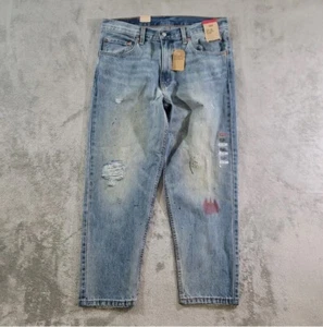 Levi's 550 92' Jeans Mens Size 38x32 Relaxed Taper Denim Distressed Retro Paint - Picture 1 of 5