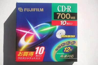 Fujifilm CD-R BOX 700D 10 700MB 1-12X Speed New Sealed MADE IN JAPAN RARE - Bild 1 von 4