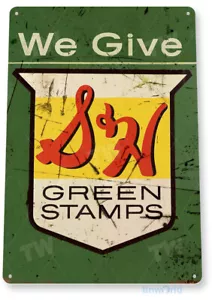 TIN SIGN S&H Green Stamps Retro Stamp Metal Sign Decor B245 - Picture 1 of 2