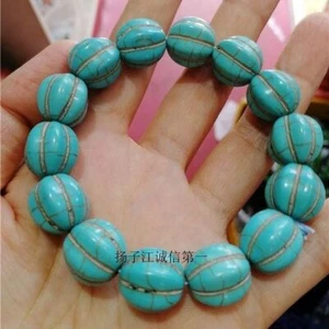 Raw Turquoise High Porcelain High Blue Passepartout Bracelet Light Blue Pumpkin - Picture 1 of 12