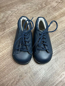 Perfection By Jumping Jacks Navy Blue Genuine Leather Todler Shoes Size: 4E