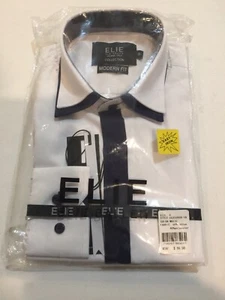 New Boys Elie Balleh White With Black Stripes Boys Dress Shirt Size 2 - Picture 1 of 4