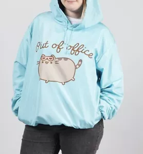 PUSHEEN Out of Office Blue Nylon Waterproof Rain Jacket Windbreaker MEDIUM NEW!  - Picture 1 of 5