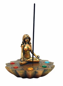 "Quemador de incienso de piedras de chakra de bronce - poliresina / 4" - Imagen 1 de 1