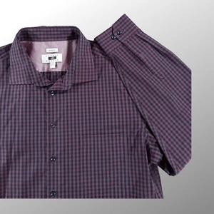 Joseph Abboud Shirt XXL Men's Gingham Plaid Purple Black Long Sleeve - Picture 1 of 8