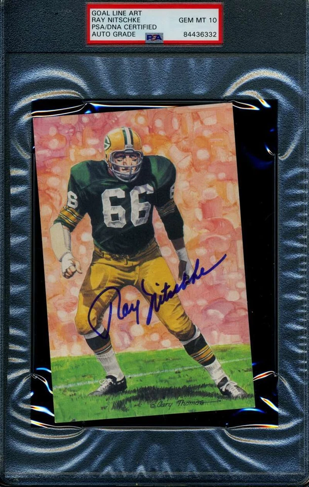 Ray Nitschke Gem Mint 10 PSA DNA Slabbed Signed Goal Line Art Card Autograph - Image 1 of 1