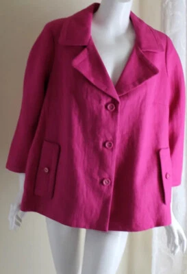 NWT Talbots Sz 14W 14 W Hot Pink Fab Jackie Linen Swing Jacket Blazer Linen XL - Image 1 of 4
