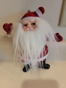 Vintage Christmas Waving Dancing Flocked Santa Claus Figure Decoration 7” - Picture 1 of 11