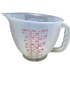"Cuenco de medición vintage Tupperware Mix-N-Store estampado rojo y azul 4,5""" - Imagen 1 de 11