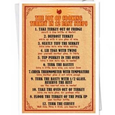 Funny Thanksgiving Greeting Card - Twelve Step Turkey 5x7 By NobleWorks - Image 1 of 3