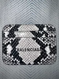 Balenciaga Mens White and Black Leather Python Design Credit Card Holder - Picture 1 of 3