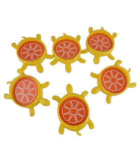 Vintage 1970 Plastic Turtle Coasters Set of 6 - Gessner Products Yellow Orange - Picture 1 of 15