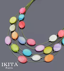 Halskette Kabel-Kette Ikita @ Paris Statement Kette Collier Perlmutt 4 Reihen - Bild 1 von 2