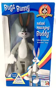 Peluche giocattolo vintage BUGS BUNNY messaggistica istantanea colloqui animati Looney Tunes AOL 15" - Foto 1 di 19