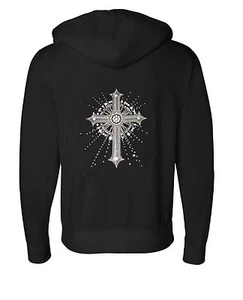 Damas Sudadera con Capucha NEGROS PERNOS PUNTO CRUZ Con Capucha Concientización sobre el Cáncer de Mama - Imagen 1 de 4