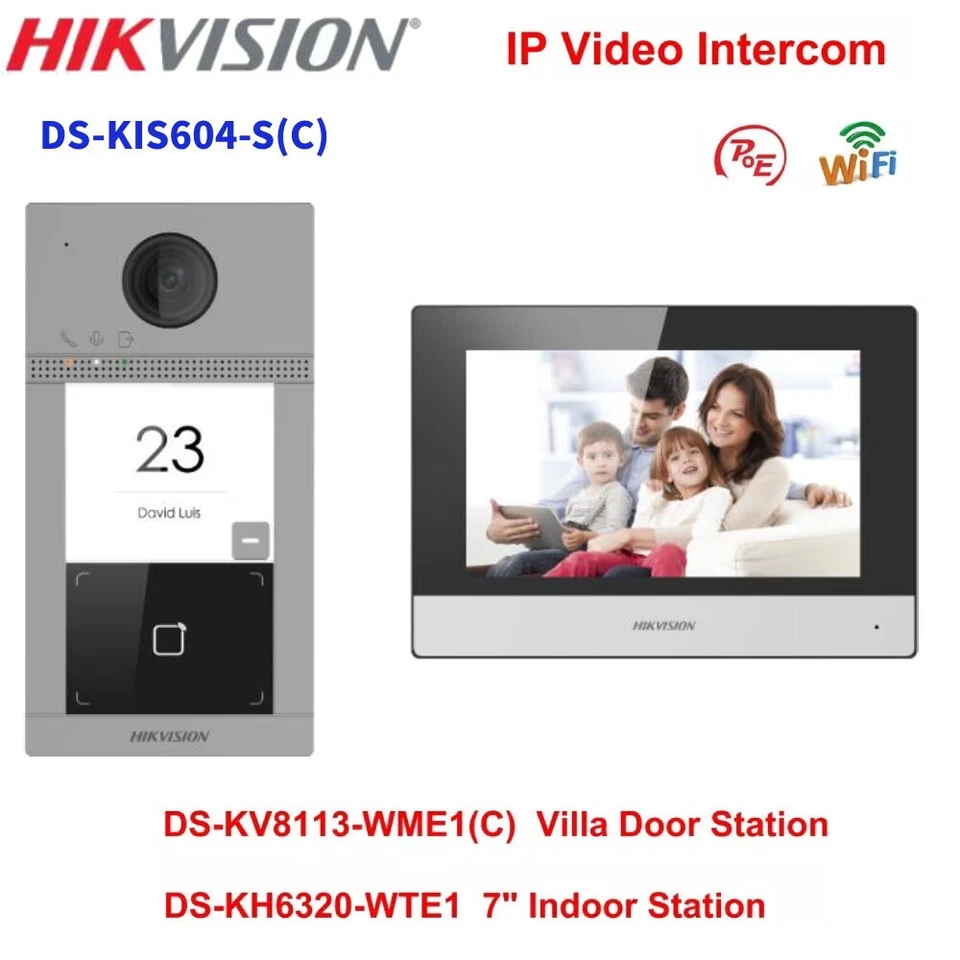 Hikvision DS-KIS604-S(C) 7" TFT-Bildschirm PoE 1080P WiFi App IP Video Intercom