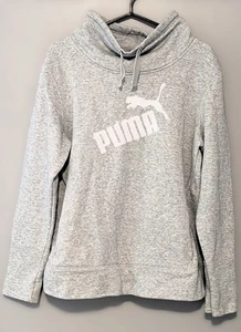 PUMA WOMENS MOCK NECK SWEATSHIRT GRAY SIZE LARGE WHITE LOGO - Picture 1 of 2