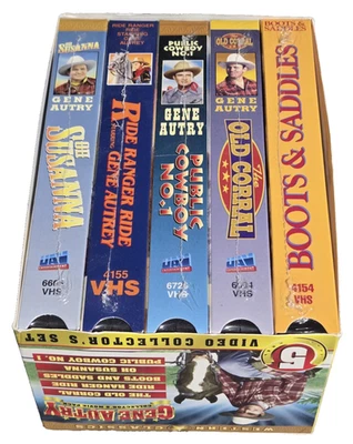 Vintage Gene Autry VHS 5 Movie Collector's Set Western Classics Cowboy Box New - Image 1 of 4