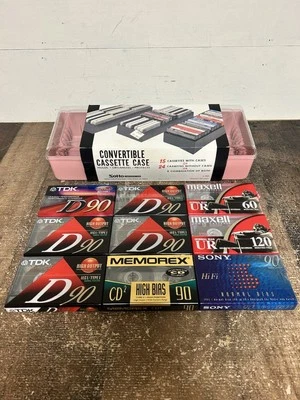 Vintage SoHo Convertible Cassette Case W/9 New Blank Cassettes 15/24 Capacity - Image 1 of 4