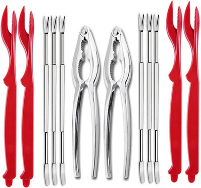 Herramientas de mariscos galletas de cangrejo cascanueces tenedores conjunto abridor mariscos langosta pierna Foto 1 de 4