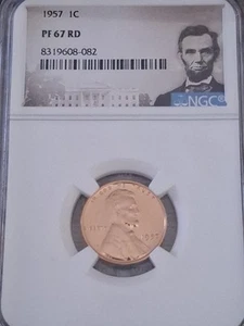 1957 Lincoln Wheat Cent NGC Mirror PF67 Brilliant RD Penny Proof 1c with Luster - Picture 1 of 6
