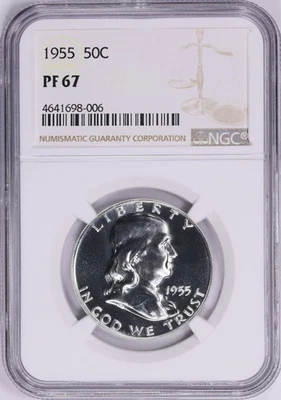 1955 PROOF FRANKLIN HALF DOLLAR 50C NGC PF 67    006 - Image 1 of 2