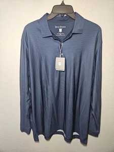 Mens Hickey Freeman Long Sleeve Golf Polo Shirt Navy Blue #G429ALSG Sz Large NWT - Picture 1 of 7