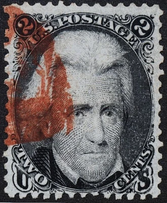 U.S. Classic #73 F/VF 2 cent Black Jack with a Red cancel '23 CV $95.00 - Image 1 of 2