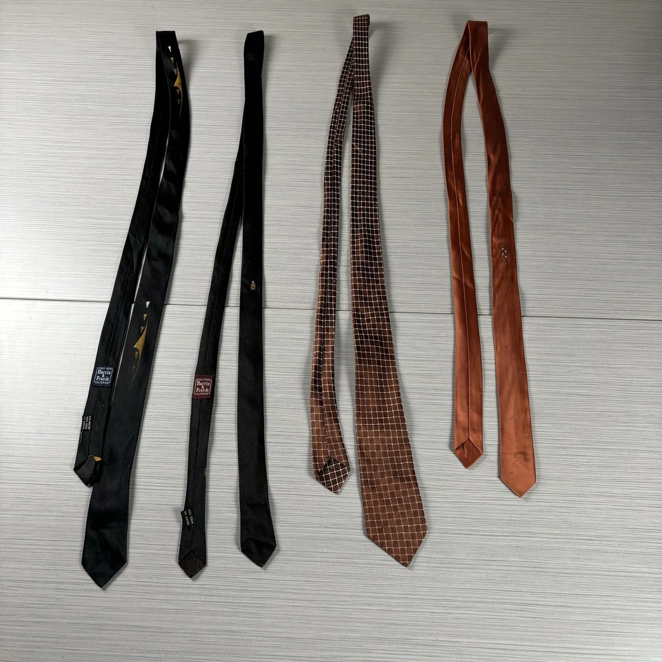 Lote de corbatas ajustadas vintage Harris & Frank para hombre negras marrones años 50 60 Foto 1 de 4