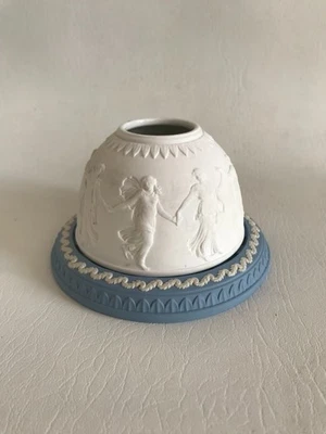 Wedgwood Dancing Hours Jasperware Blue Lithophane Tea Light Candle Holder - Image 1 of 4