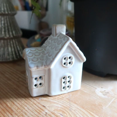 Ceramic Cottage House Christmas LED House Tree Detail Home Decor Gift - Image 1 of 4