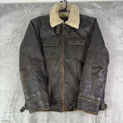 De Colección Wilsons Cuero Aviador Sherpa Forrado Streetwear Motociclista Cuero Chaqueta Para Hombres M  Foto 1 de 4