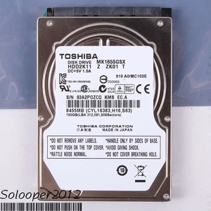For Toshiba MK1655GSX 160 GB HDD 2.5" 8 MB 5400 RPM SATA Hard Disk Drive - Picture 1 of 2