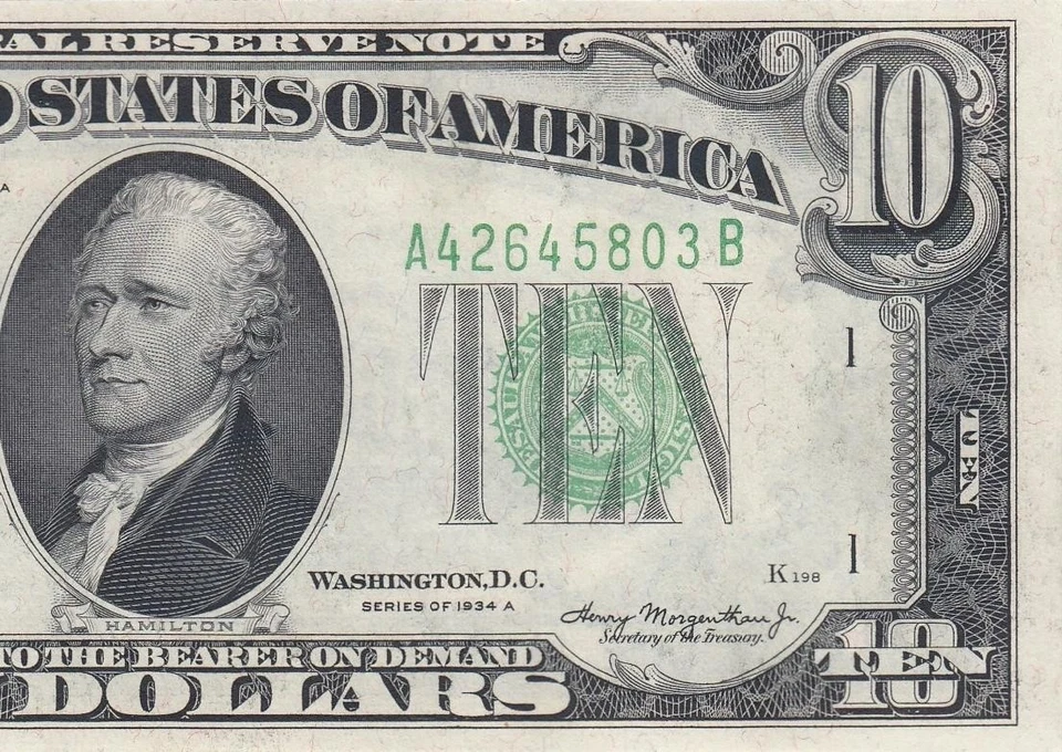 1934-A FEDERAL RESERVE NOTE $10 "BOSTON" (( GEM UNC )) - Image 1 of 4